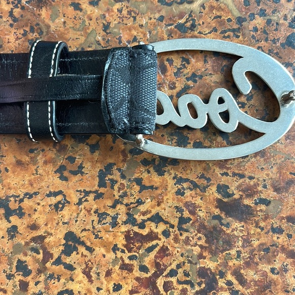 💗Vintage💜Coach Denim Rare Silver Logo Monogram Leather/Canvas Blck Belt- M - Picture 7 of 7